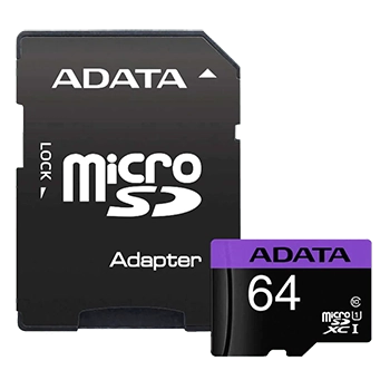 کارت حافظه‌ microSDHC ای دیتا مدل Premier کلاس 10 استاندارد UHS-I U1 سرعت 80MBps ظرفیت 64 گیگابایت به همراه با آداپتور SD